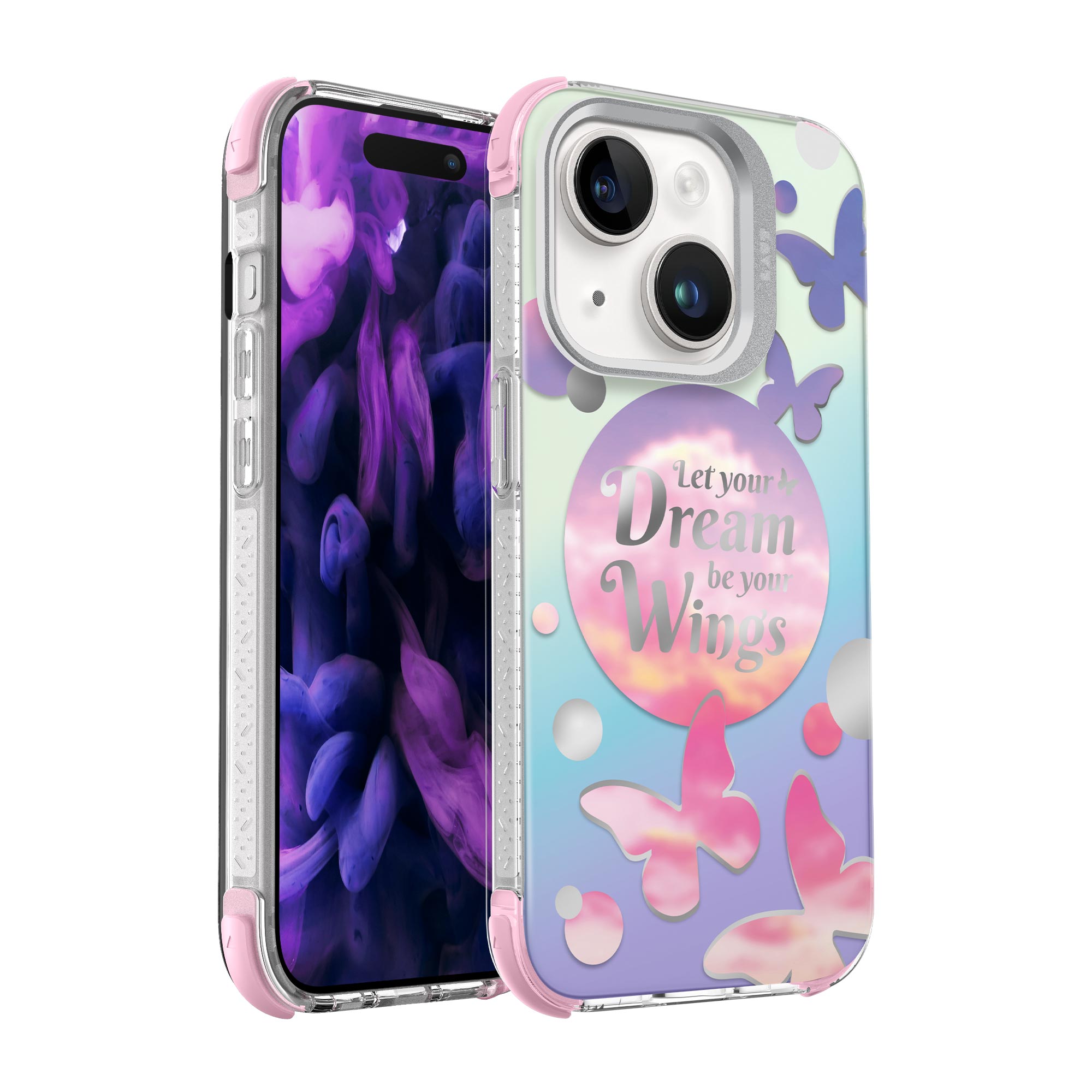 1pc Light Purple Lips Pattern Zipper Design Phone Case For Iphone 15 Pro Max
